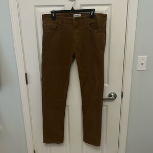 Men’s Corduroy Slim Fit, Stretch Pants. Color: Brown. Size: 34x32.